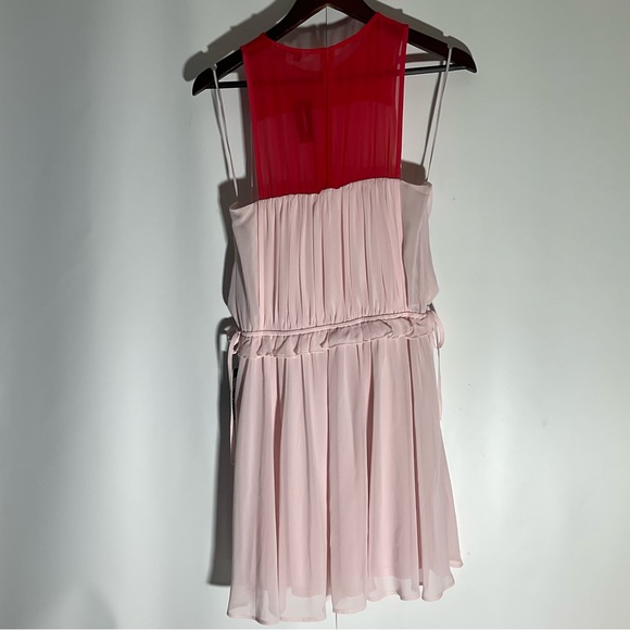 Express NWT’s Colorblock Pink & Red Cinched Waist Built-In Tube Top Dress Sz MD - Picture 13 of 15